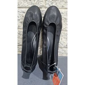 Aetrex Brianna Balelt Flats,  Black Pebble Grain Leather, Orthotic, Womens Sz 10